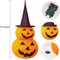 Light Up 50 LED Pumpkin with Hat 8 Lighted Mode, Pop Up Jack-o-Lantern with Metal Stand for Indoor Outdoor Yard Holiday Decor (Purple Hat)